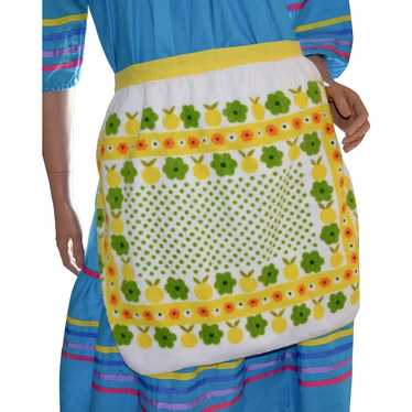 Flower Power White Terrycloth Apron w/ Daisies & … - image 1