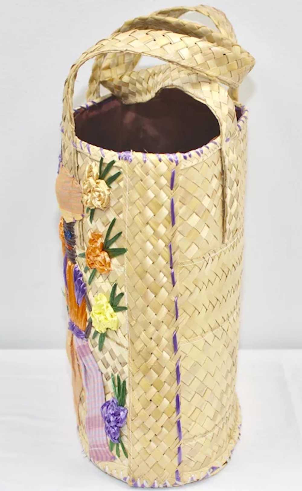 Hand-woven Raffia & Fabric Ethnic Style Tourist S… - image 2