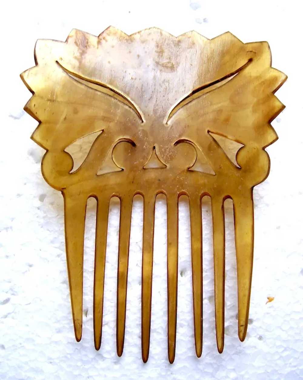 Victorian steer horn hair comb Spanish mantilla s… - image 2
