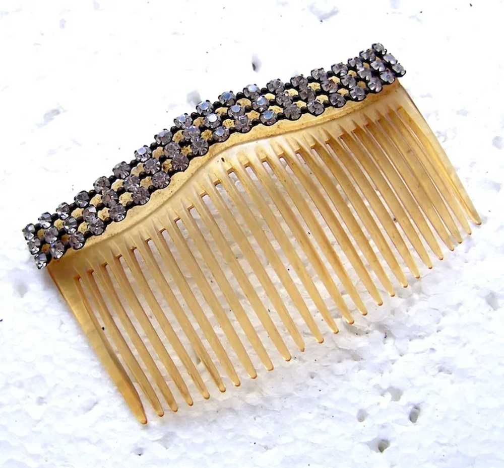 Two late Victorian hair combs with rhinestone tri… - image 12