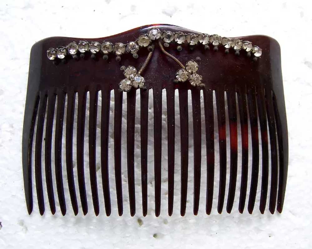 Two late Victorian hair combs with rhinestone tri… - image 2
