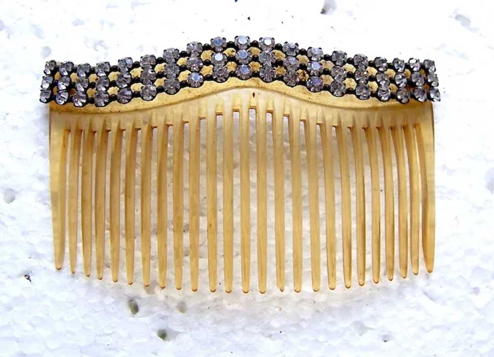 Two late Victorian hair combs with rhinestone tri… - image 3