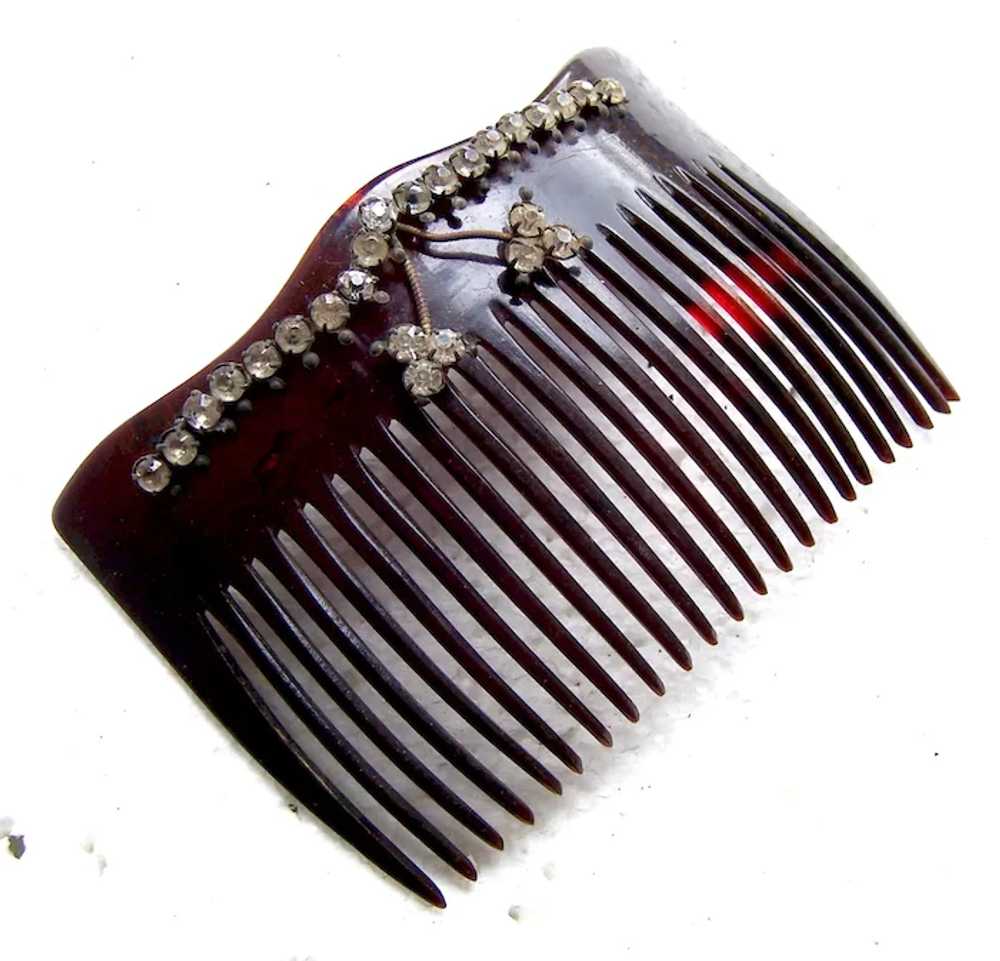 Two late Victorian hair combs with rhinestone tri… - image 5