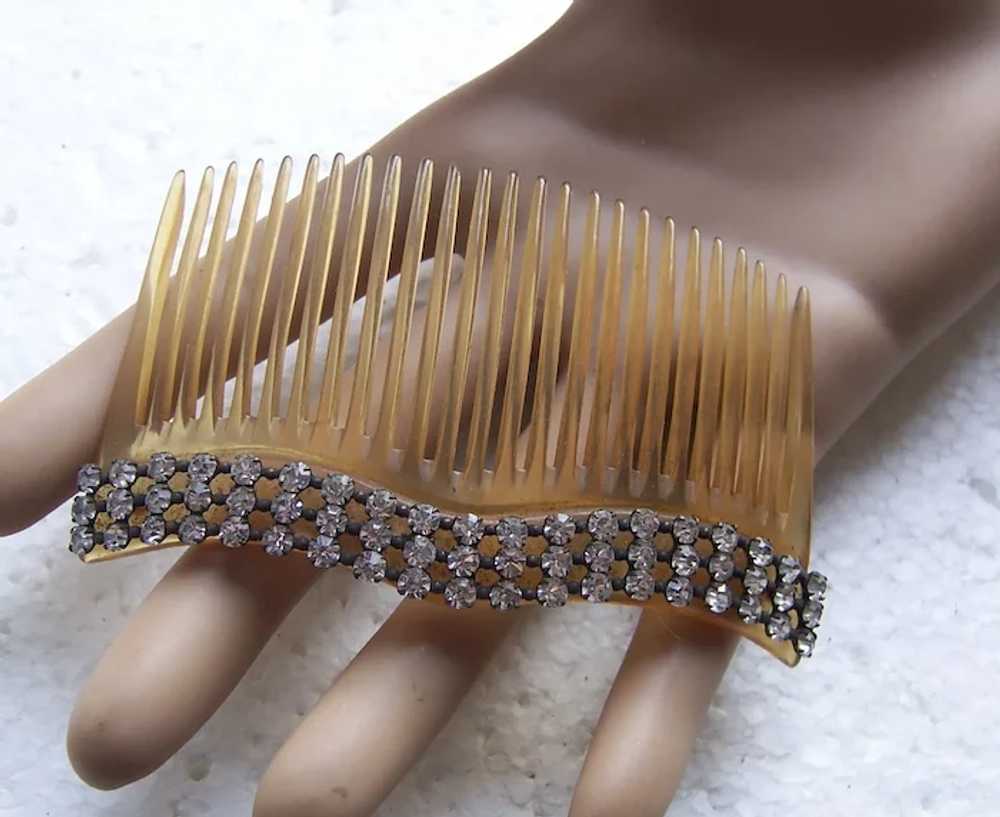 Two late Victorian hair combs with rhinestone tri… - image 6