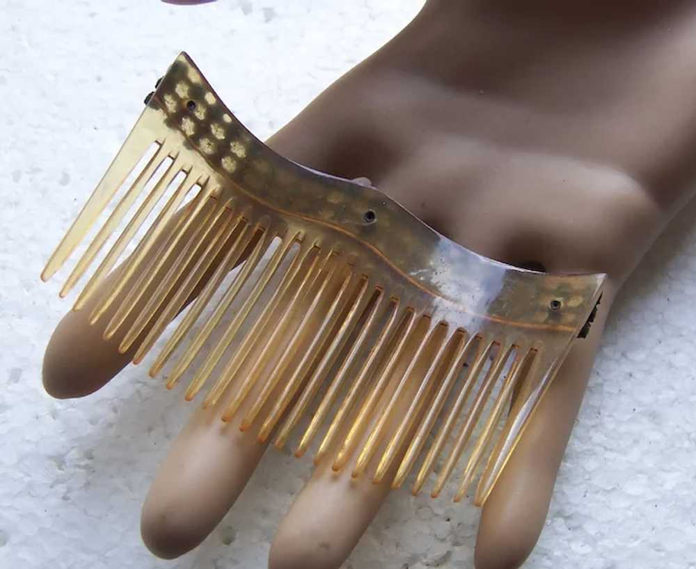 Two late Victorian hair combs with rhinestone tri… - image 9