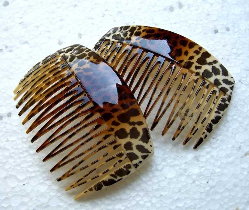 Five animal print hair combs 1980s vintage hair a… - image 5