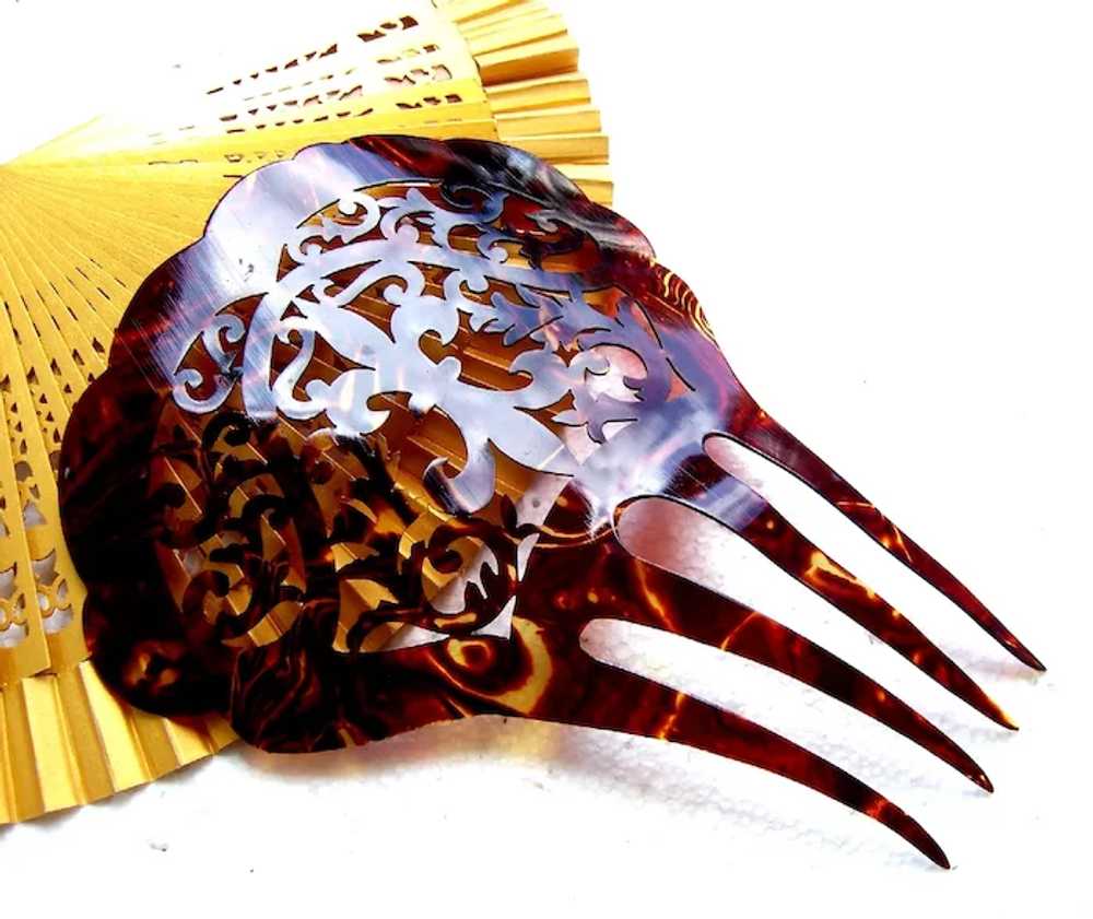 Large Art Deco hair comb Spanish mantilla style h… - image 4