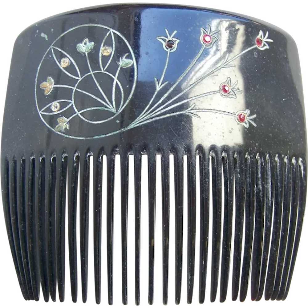 Victorian mourning hair comb engraved hair access… - image 1