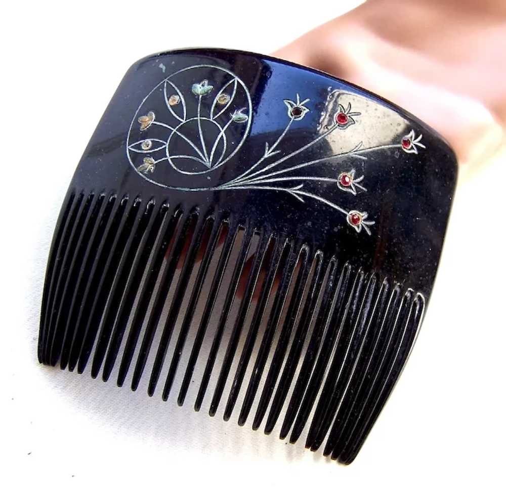 Victorian mourning hair comb engraved hair access… - image 2