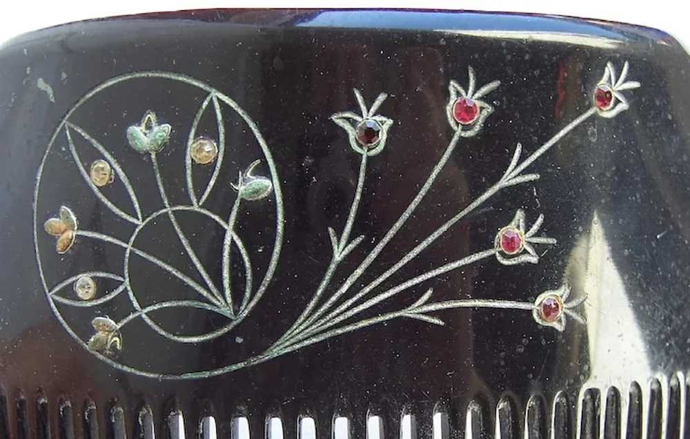 Victorian mourning hair comb engraved hair access… - image 4