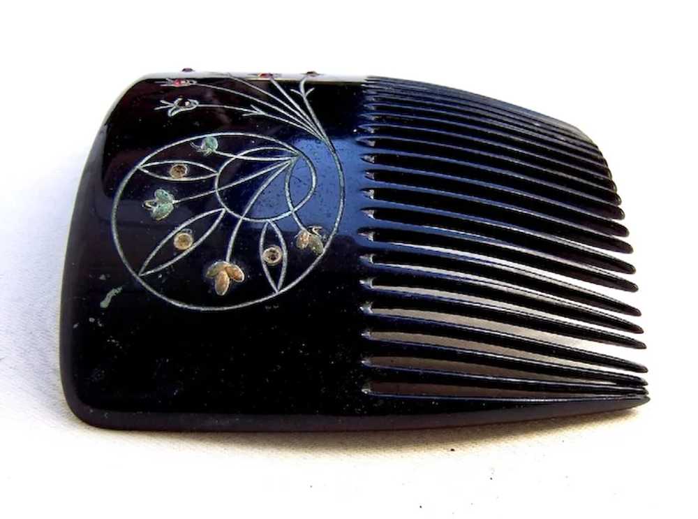 Victorian mourning hair comb engraved hair access… - image 6