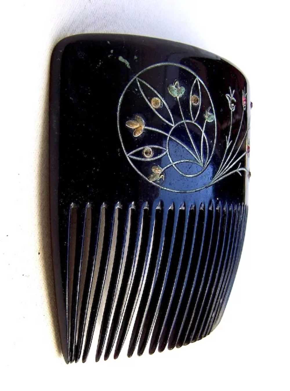 Victorian mourning hair comb engraved hair access… - image 7