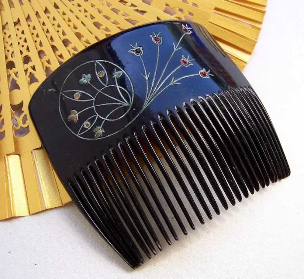 Victorian mourning hair comb engraved hair access… - image 8