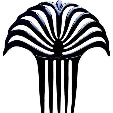 Egyptian style hair comb Art Deco black celluloid… - image 1