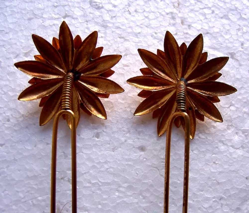 Matched pair Victorian star shaped hair pins poli… - image 2