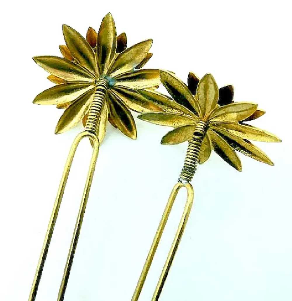 Matched pair Victorian star shaped hair pins poli… - image 4