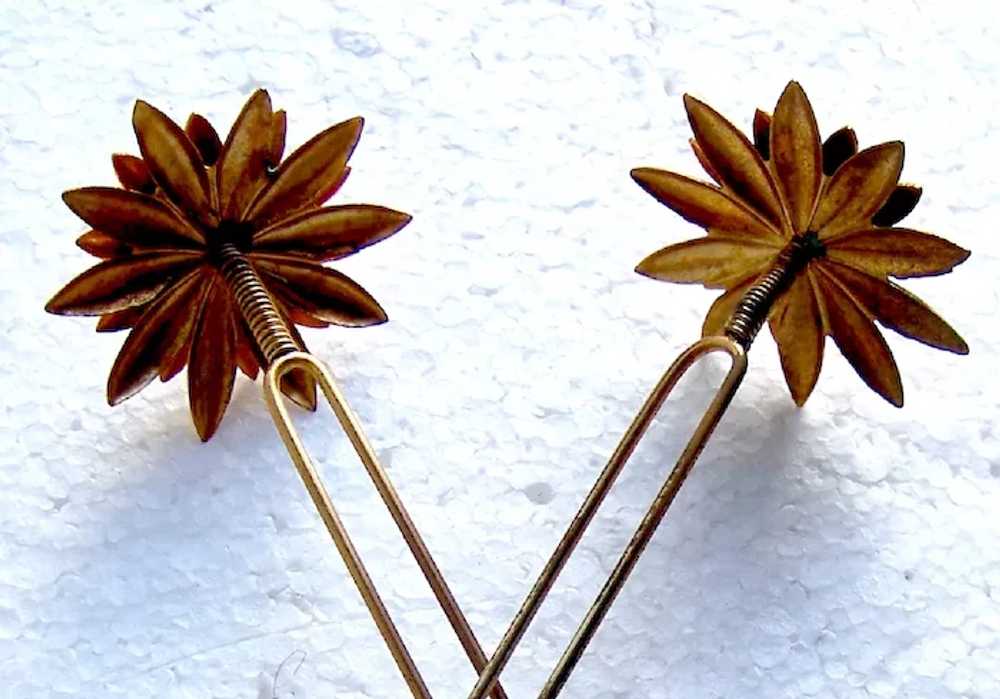 Matched pair Victorian star shaped hair pins poli… - image 6