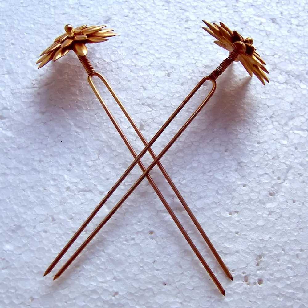 Matched pair Victorian star shaped hair pins poli… - image 9