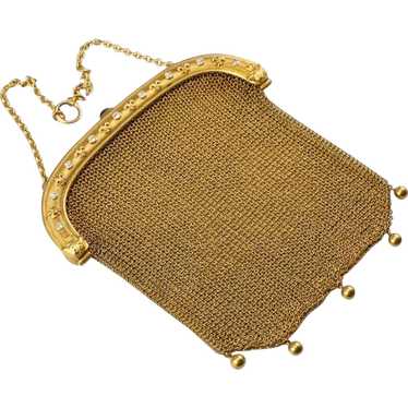 Antique Mesh 14 Karat Gold Synthetic Sapphire and 