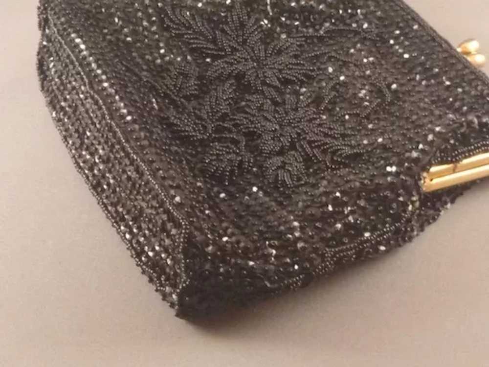 Vintage Black Beaded and Sequined Purse 1950's - image 8