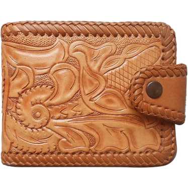 Unused Vintage Tooled Leather Wallet Southwestern 