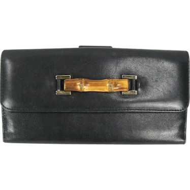 Gucci Black Leather & Bamboo Continental Wallet - image 1