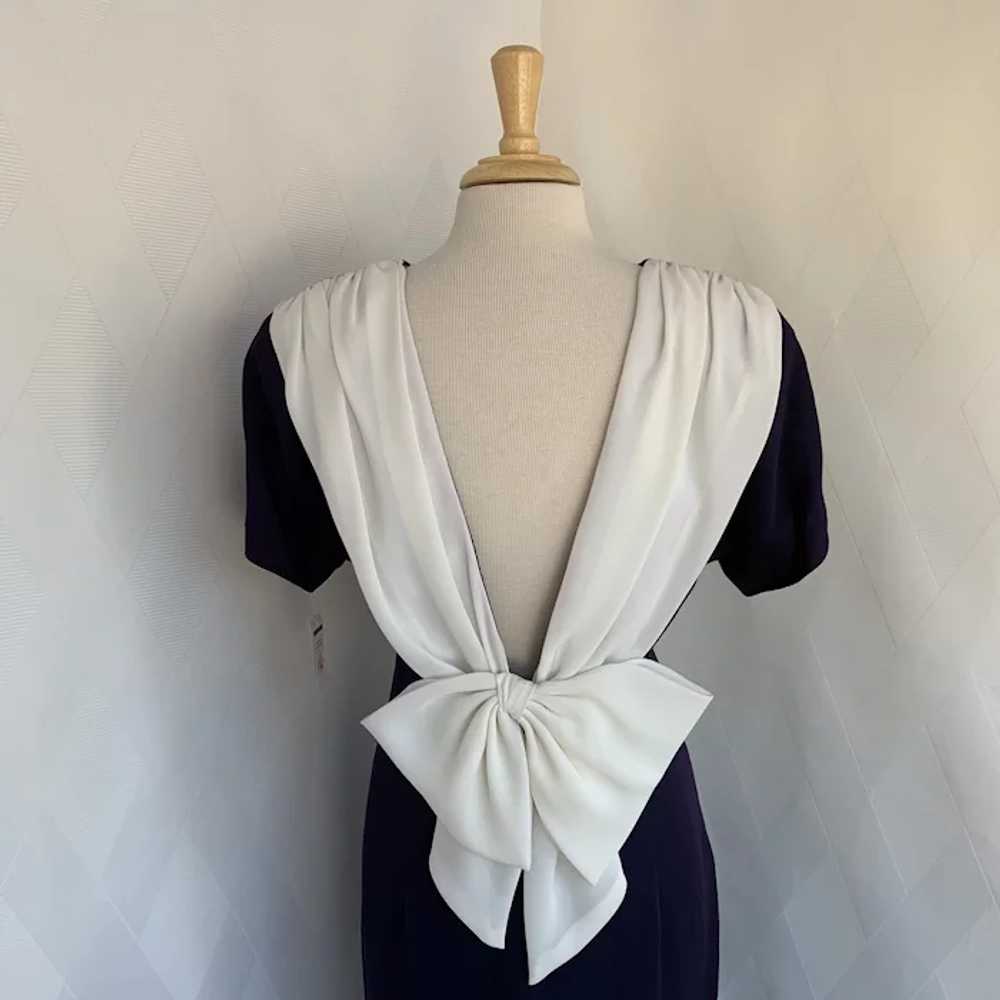 Datiani Vintage 1980s Navy and White Cocktail Dre… - image 4