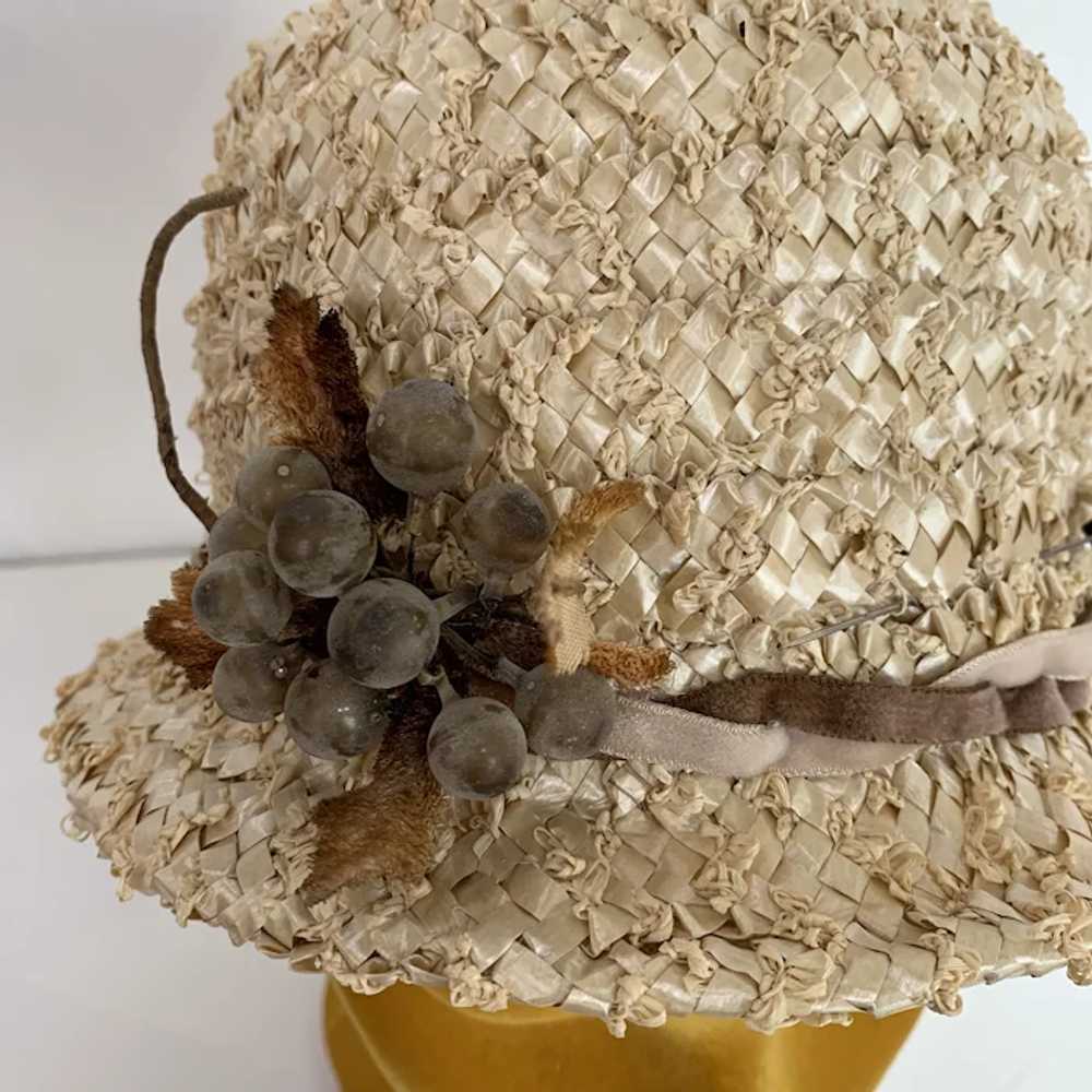 Vintage 1960s Straw Cloche Hat - image 2