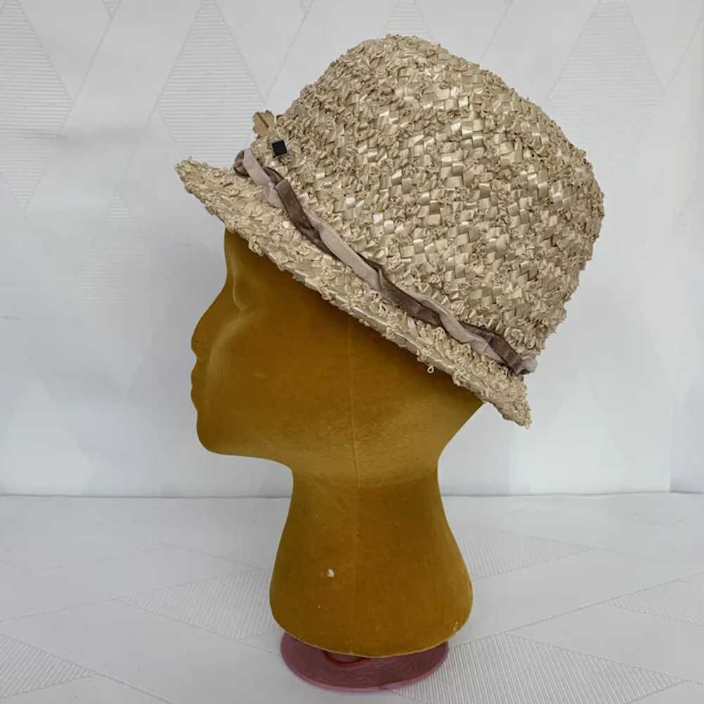 Vintage 1960s Straw Cloche Hat - image 4