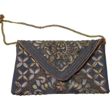 Vintage Metal Mesh Clutch Handbag Purse Magnet Clasp Delill Ivory White  Envelope