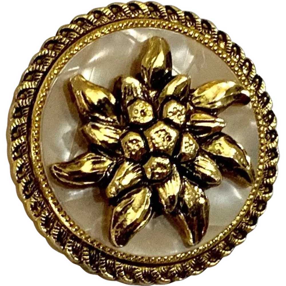 West Germany Gold-tone Floral Round Scarf Clip - image 1