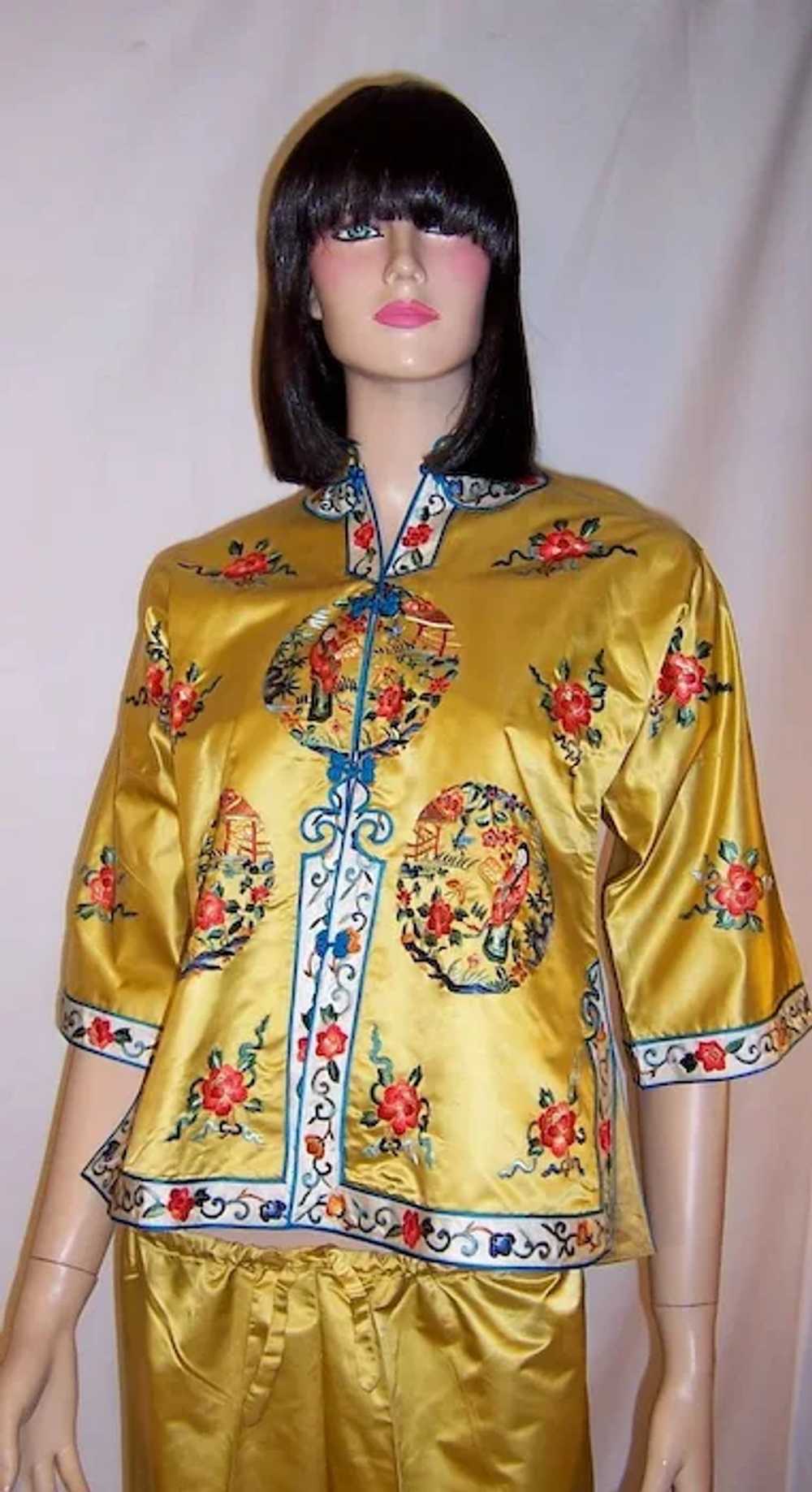 1960's Vintage Chinese Silk Hand-Embroidered Jack… - image 5