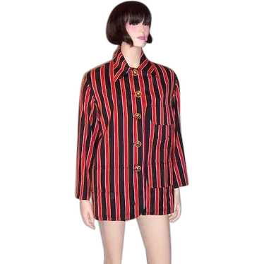 Red, Black, and Yellow Striped "Moschino Couture"… - image 1