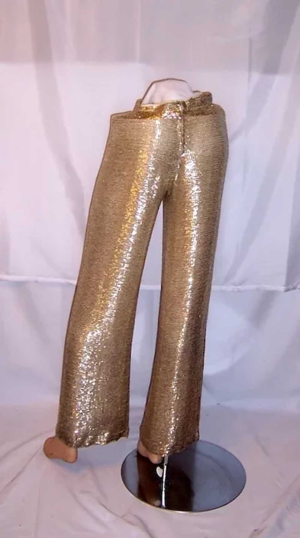 1960's Silver Bugle Beaded Evening Pants - image 3