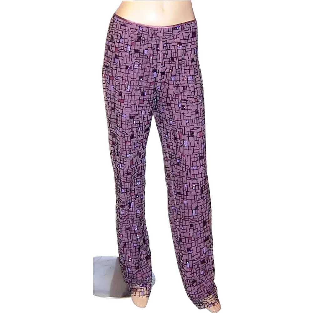 Beaded & Sequined Pants Lined in Orchid Silk Char… - image 1