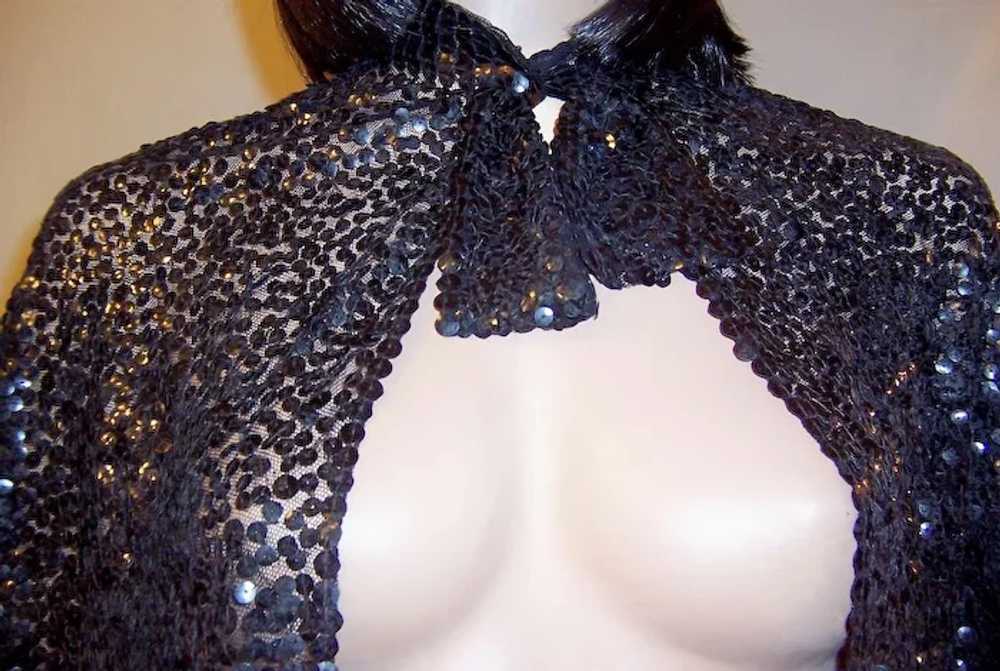1930's Black Sequined Capelet on Cotton Tulle - image 5