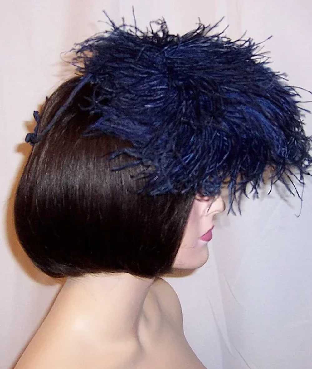 1940's Balch Price & Co. Navy Ostrich Feathered P… - image 2