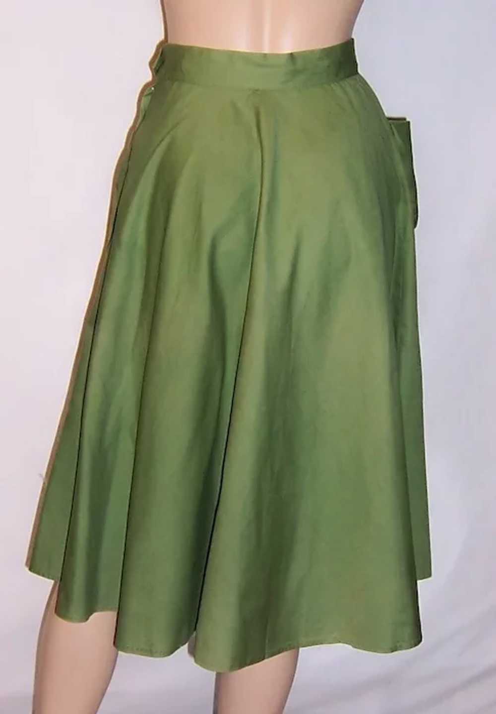 1950's Moss Green Summertime Garden Skirt with Po… - image 3