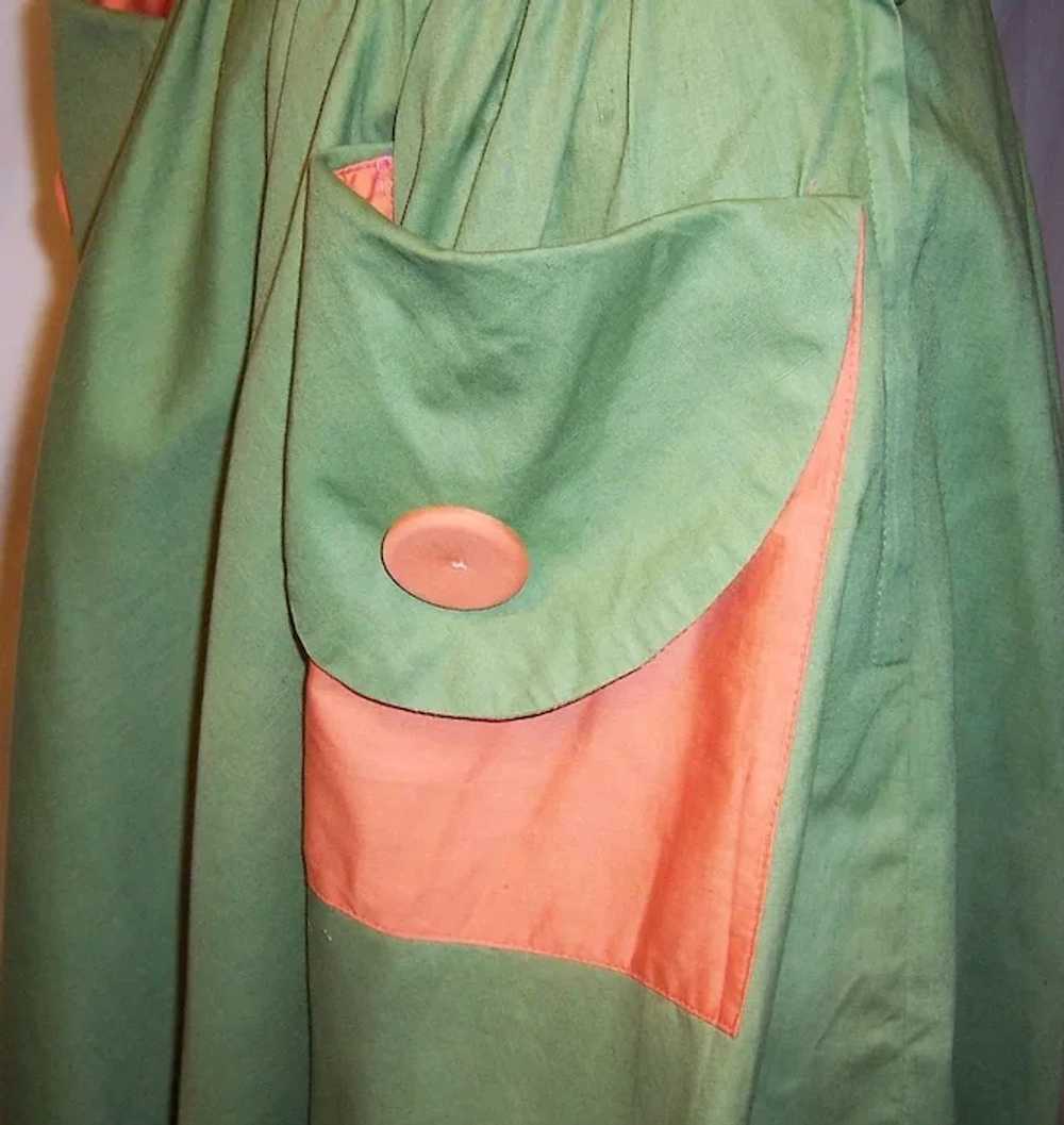 1950's Moss Green Summertime Garden Skirt with Po… - image 5