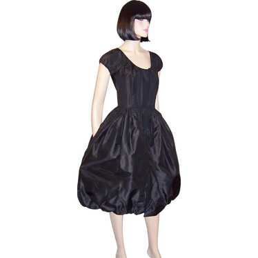 Nettie Rosenstein Black Silk Dress with Balloon H… - image 1