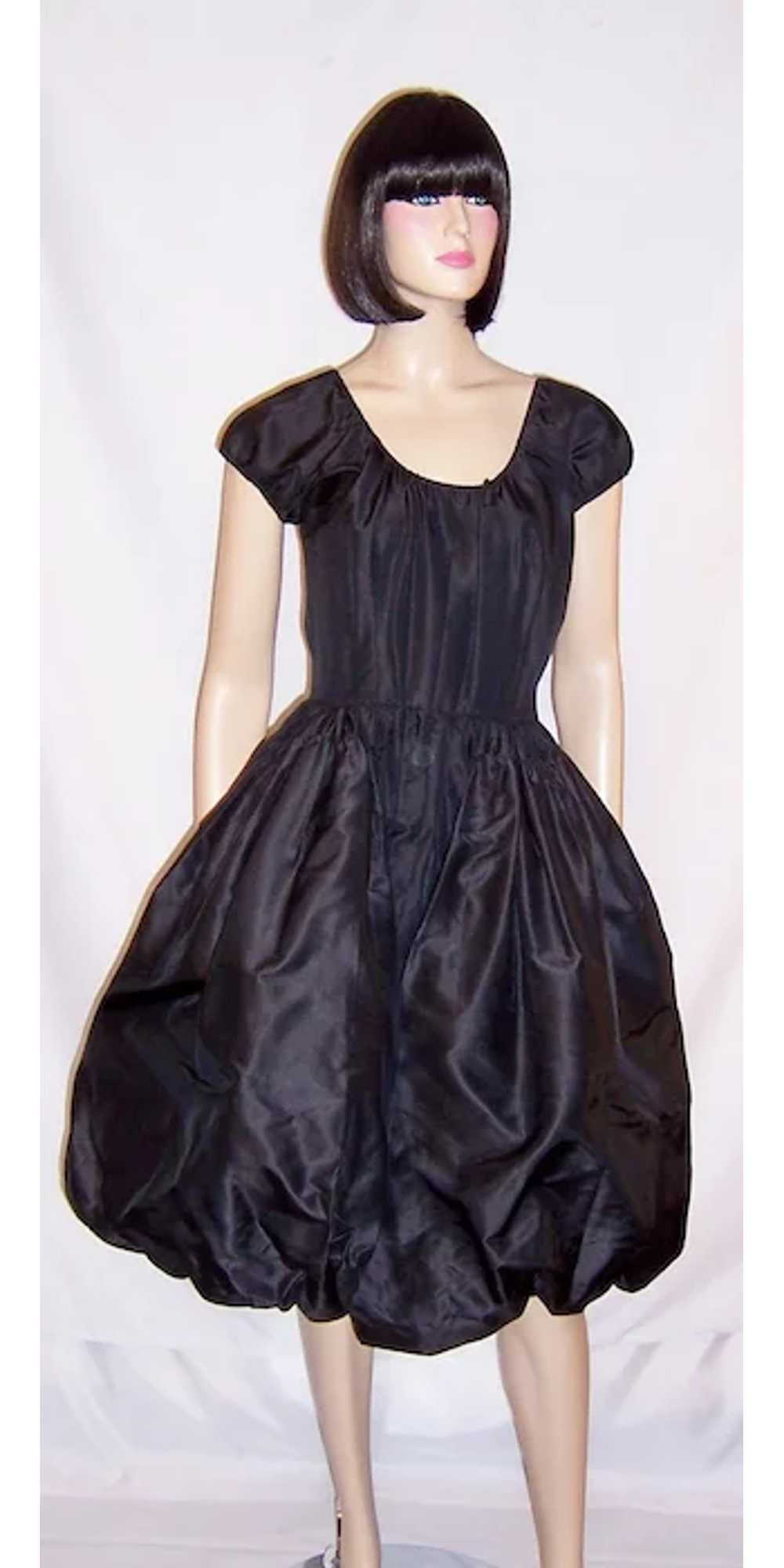 Nettie Rosenstein Black Silk Dress with Balloon H… - image 2