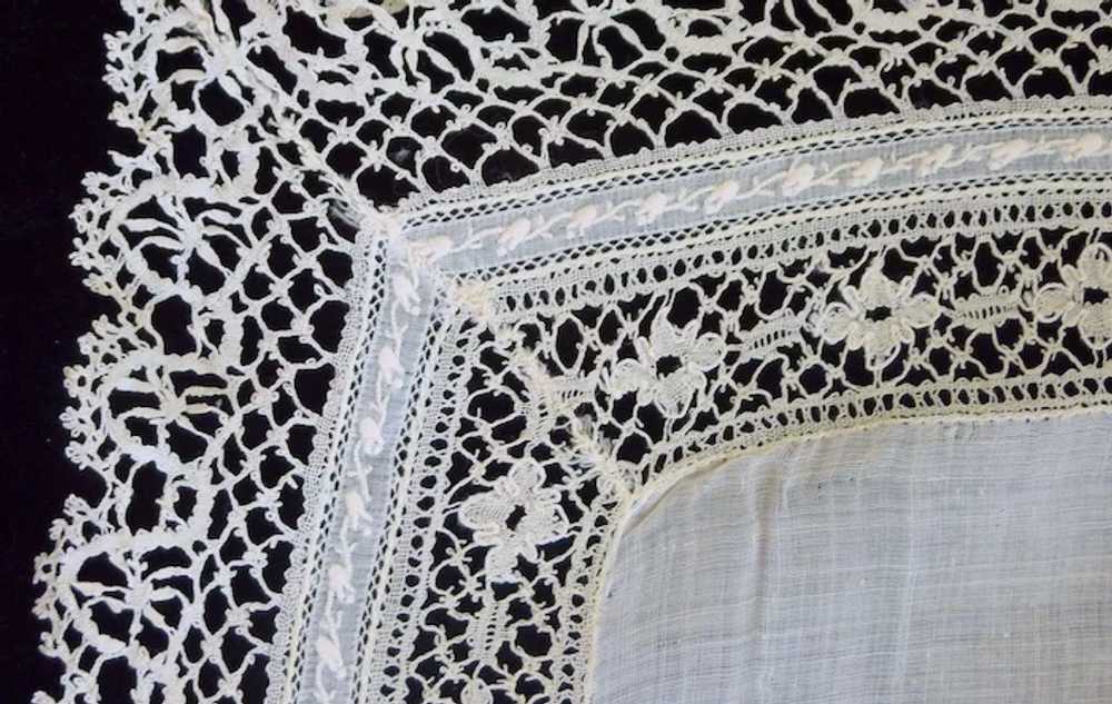 Vintage Ecru Off White Lacy Wedding Handkerchief - image 2