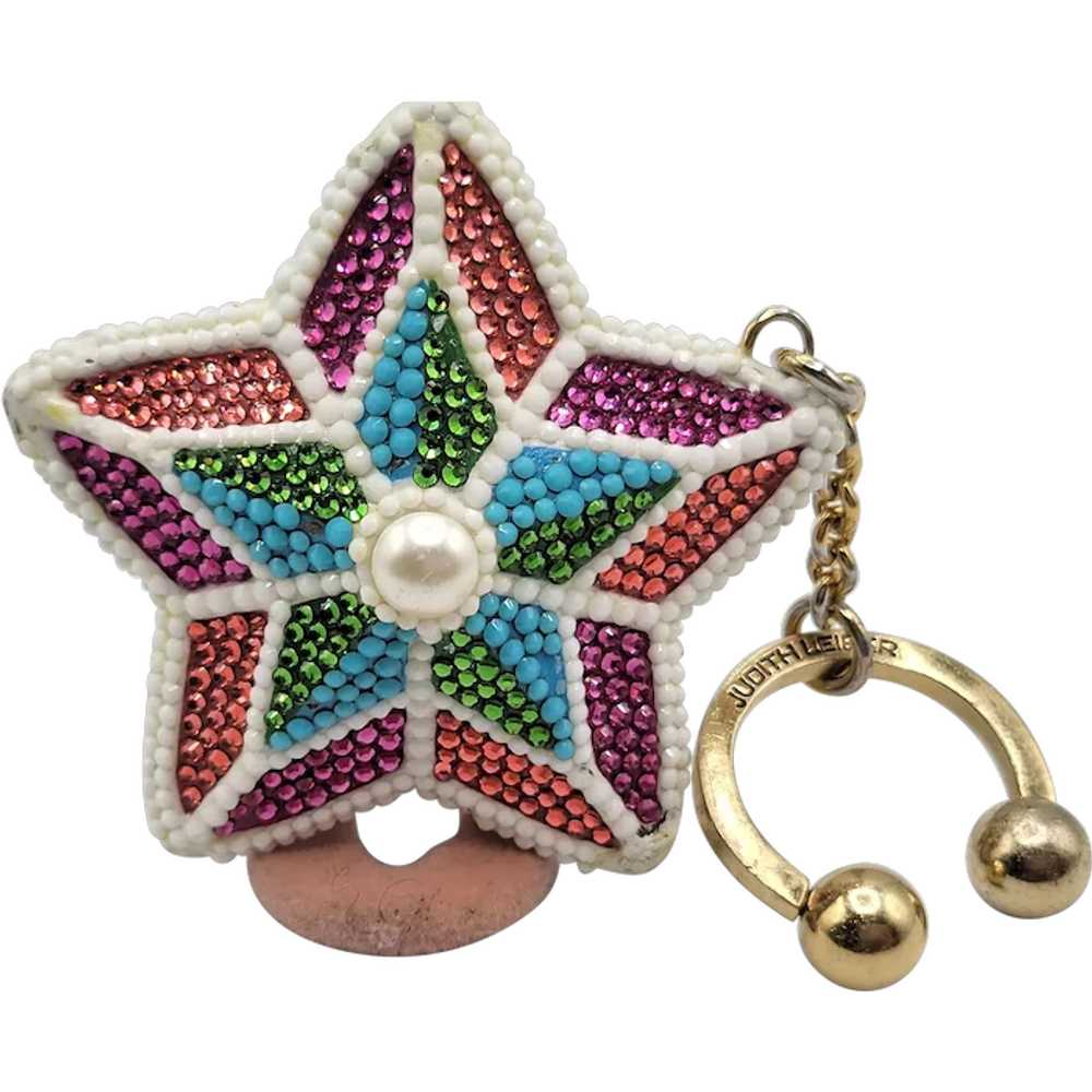 Judith Leiber Rare Jewel Encrusted Star Key Chain… - image 1