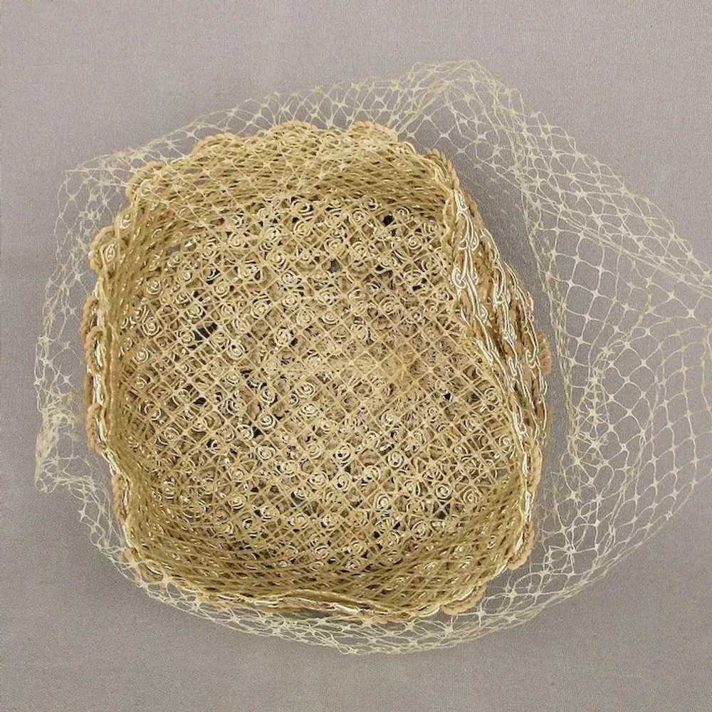Vintage 1960s Pillbox Hat Coiled Satin Cord w/ Se… - image 4