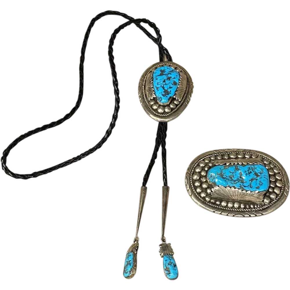 Bolo and Belt Buckle Set by Robert and Bernice Leekya - Gem