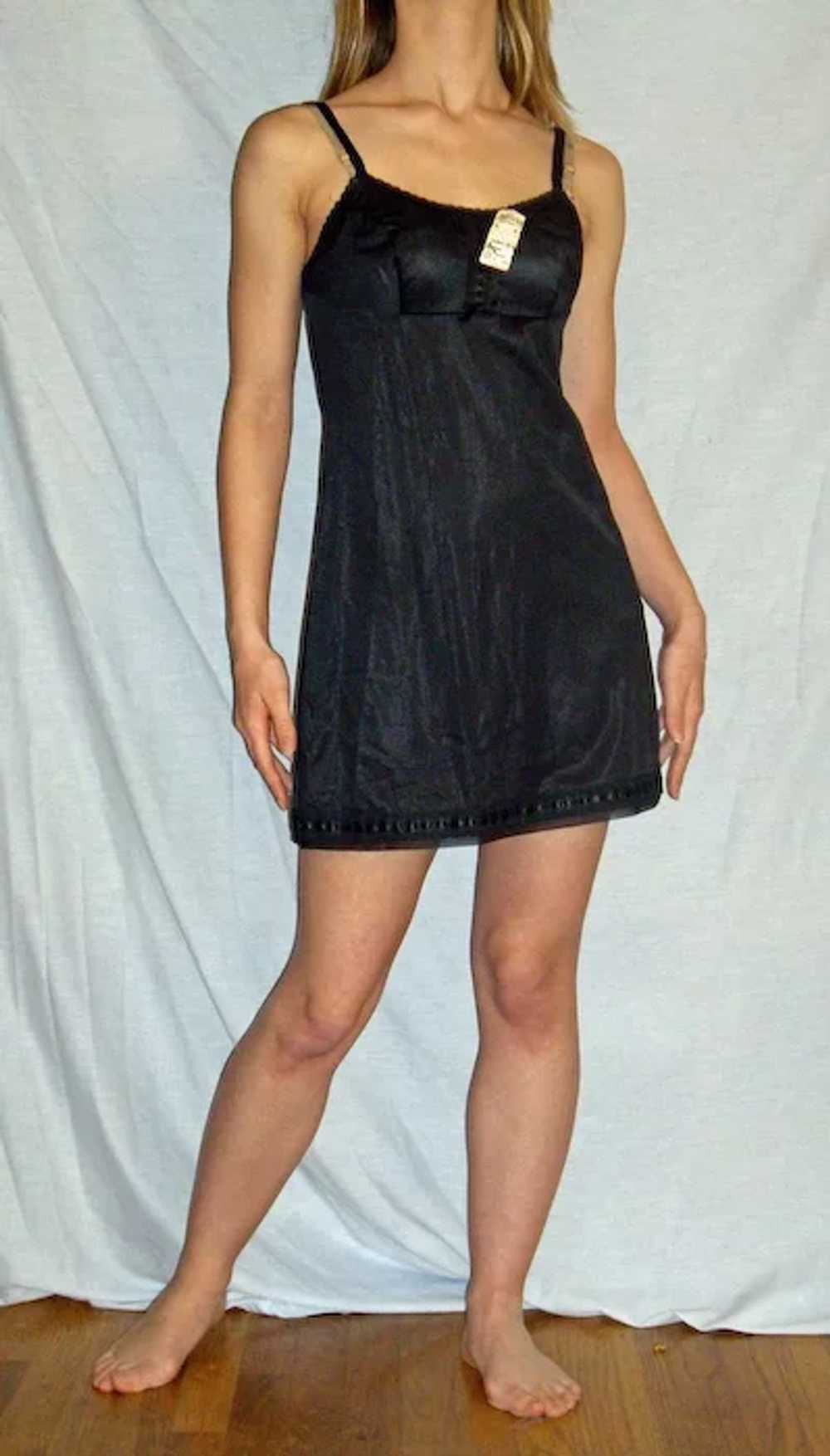 Vintage 1960 Lorraine Black Full slip micro mini … - image 1