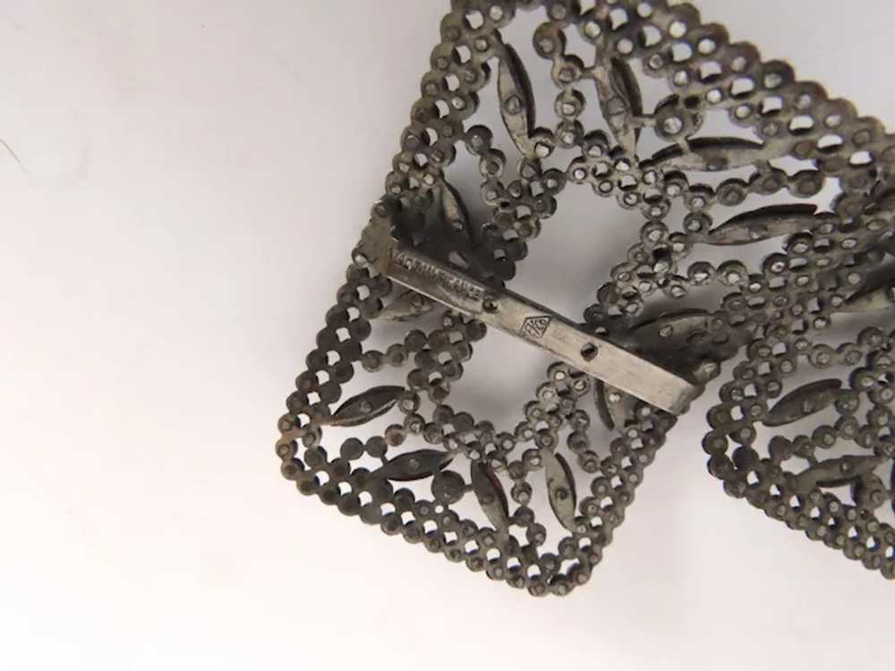 Vintage 1900's French Reyco Cut Steel Marcasite S… - image 2