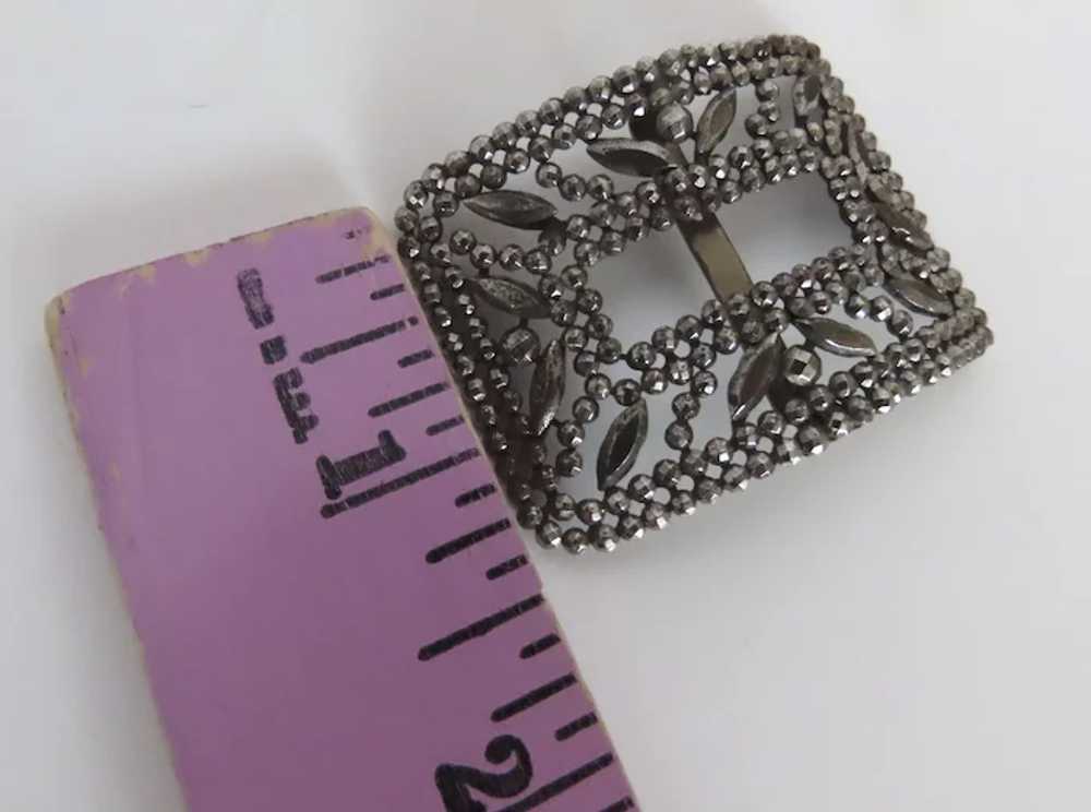 Vintage 1900's French Reyco Cut Steel Marcasite S… - image 6