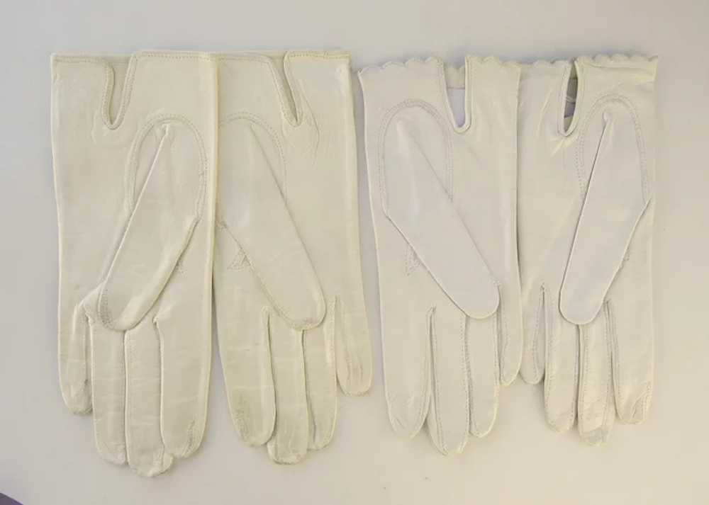 Two Pair Vintage Women's Gloves White Leather - image 2