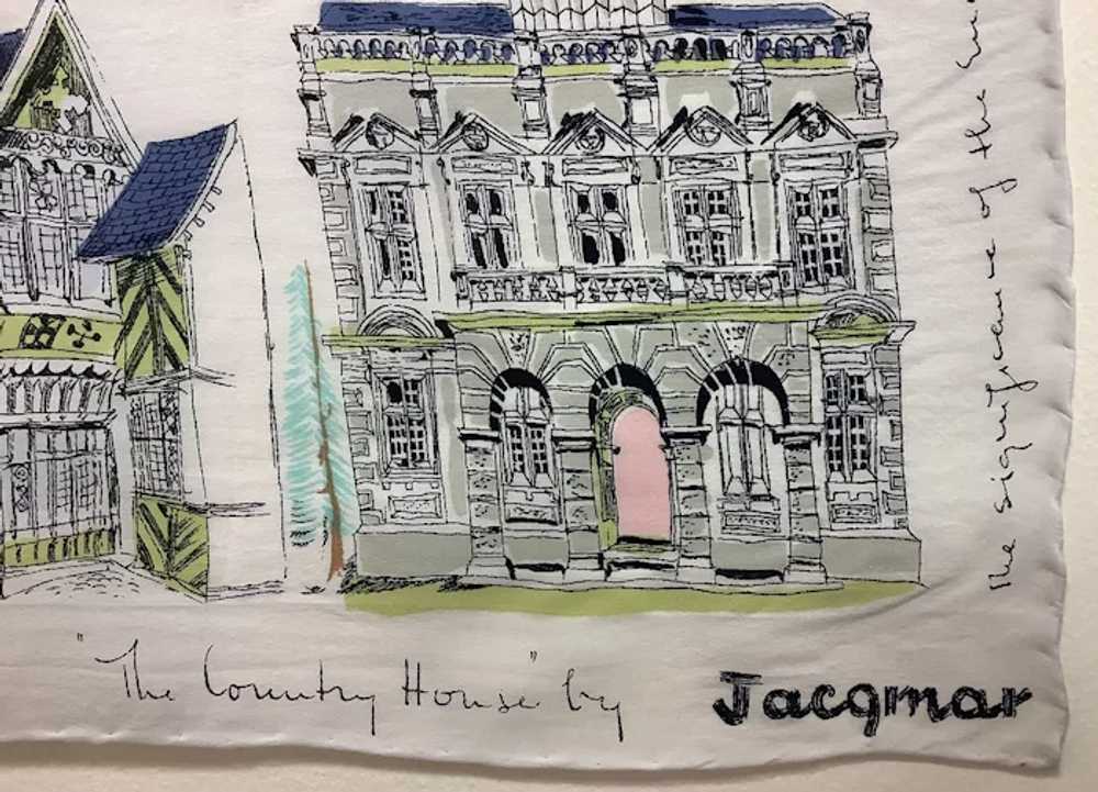 1950’s ‘Jacqmar’  Silk Scarf  ‘The Country House’… - image 11